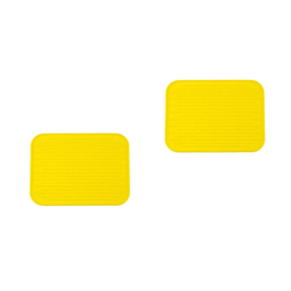 2pcs Silicone Placemats Table Coaster for Dinner Table Heat Resistant Placemats Washable Rectangular Table Pad for Kitchen Home Hotel Yellow