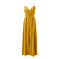thumbnail image 4 of Riforla Summer Elegant Suspenders V Neck Playsuits Women Fashion Sleeveless Backless Temperament Jumpsuit Loose Wide Leg Trousers Romper Summer Jumpsuits Yellow XXXL, 4 of 5