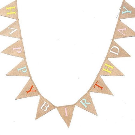 Fsk 4m 13 Feet Happy Birthday Burlap Bunting Banner Fabric