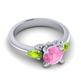 thumbnail image 3 of Diamond-Capitals 2.50 Carat Round Cut Pink Sapphire & Peridot Gemstone Fancy Three Stone Engagement Ring for Girls 14K White Gold Size 6, 3 of 8