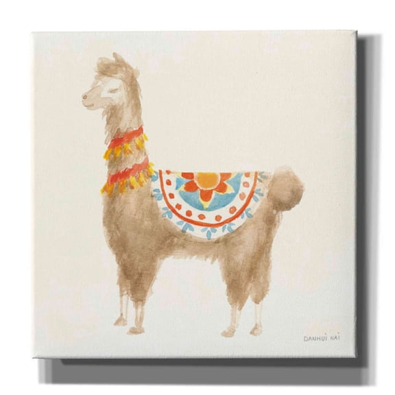 Epic Graffiti 'Festive Llama IV' by Danhui Nai, Canvas Wall Art, 26"x26"