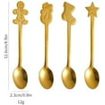 thumbnail image 3 of Christmas Spoon, 4 Piece Stainless Steel Christmas Stirring Coffee Spoon - Gingerbread Snowmen Socks Star with Present Box for Soup Dessert Tea Kitchenware Supply(Gold), 3 of 9