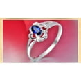 thumbnail image 4 of Solitaire 8x6mm Oval Cut Affordable 1.50 Carat Blue Sapphire And Moissanite Diamond Engagement Ring In 10k White Gold, 4 of 5
