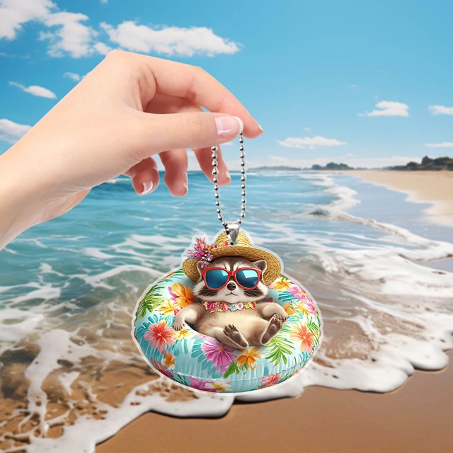 Adornos colgantes, regalos de decoración, decoración colgante Cool Swimming Circles Puppy Pendant 2D Flat Acrylic Backpack Pendant Hanging Car Pendant Decoration Decorative Flat