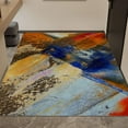 thumbnail image 3 of Orange Blue Brown Washable Rug - Abstract Oil Painting Area Rug Low-Pile Non-Shedding Foldable Rugs, Anti Slip Backing Rugs for Living Room&Bedroom&Dining Home Office 2x3ft, 3 of 6