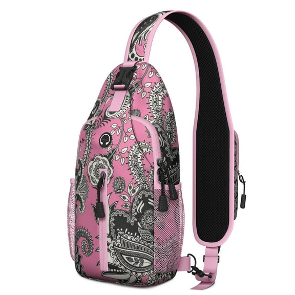 Paisley Chic Vintage Crossbody Bag – Pattern Boho Retro Ethnic Floral – Abstract Decorative Mandala Exotic Bohemian Rustic Design – Durable & Stylish