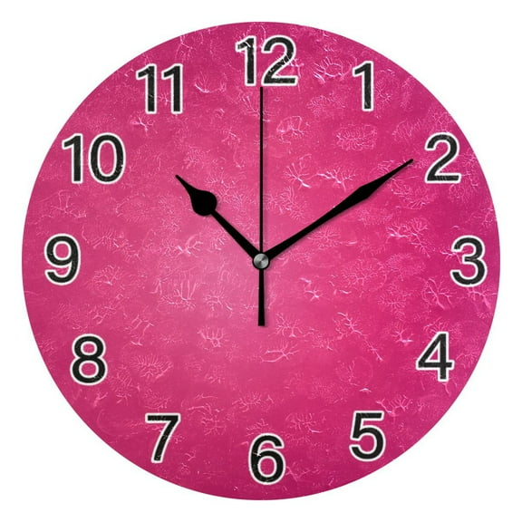 Ryvnso Gradient Deep Pink Wall Clock Non Ticking Silent Kitchen Clock Battery Operated Clocks 10 inch