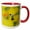 Red/White, variant on 3drose, Ruby Throated Hummingbird Feeding at Honeysuckle, Hill Country, Texas, 11oz Two-tone Yellow Mug