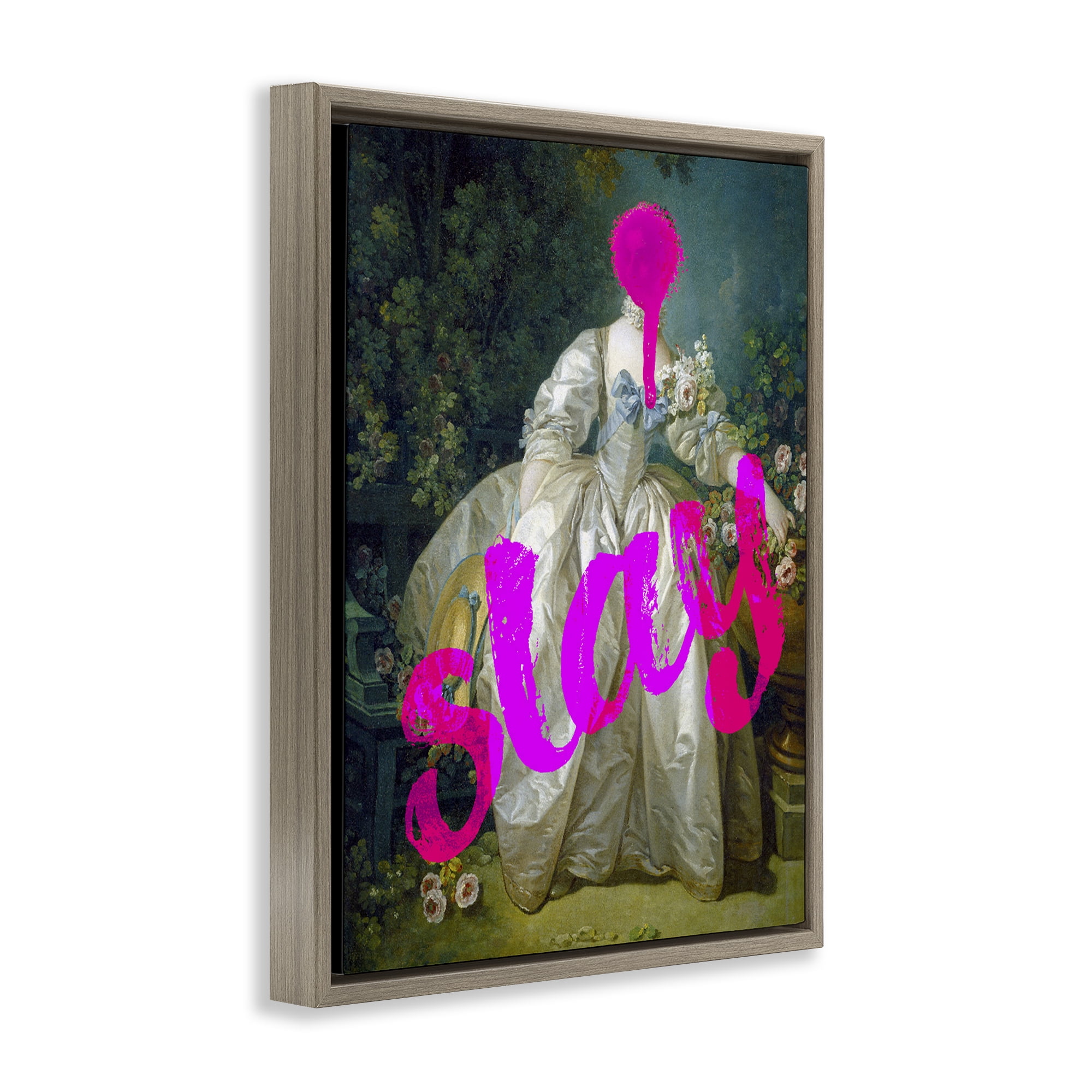 Slay Classical Baroque Gown Brown Framed Floater Canvas Wall Art, design by Lil' Rue