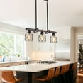 thumbnail image 5 of 27.6" Height Adjustable 3-Light Pendant Light, Industrial Metal Faux Wood Chandelier for Kitchen Island, Dining Room, Black, 5 of 12