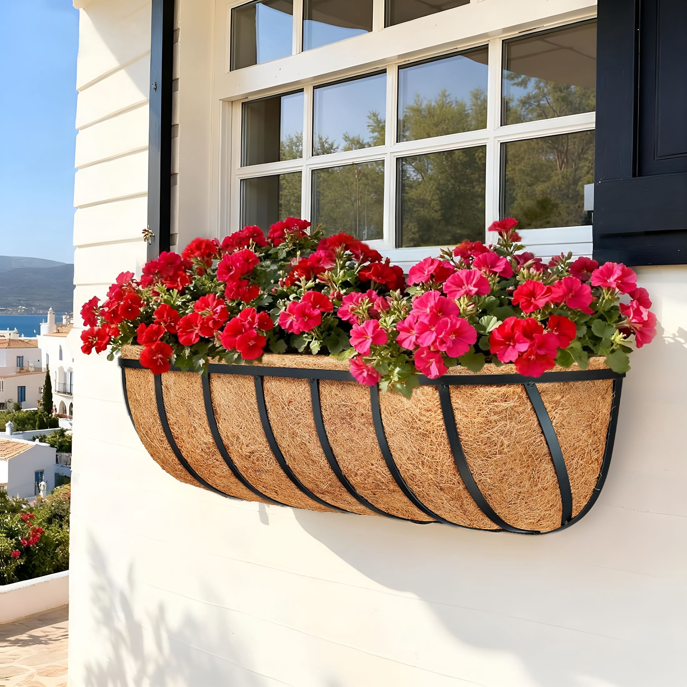 XIBUFE 4 Pack 30 Inch Window Box Liners Coco Liners for Planters Coconut Husk Plant Liners 100% Natural Coconut Liners for Planters Coco Coir Liner for Outdoor Planter