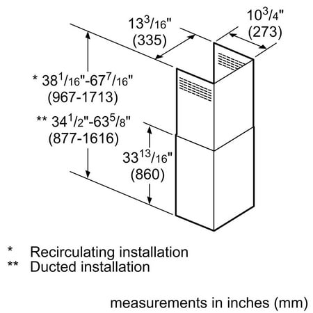 Pyramid Canopy Chimney Hood Extension Kit for Select Bosch Range Hoods - Stainless Steel