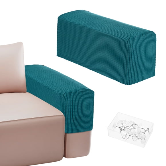 Fundas para brazos de sofá Uxcell para reposabrazos de 17.71 a 20" Longitud Antideslizantes Estirables [Azul Lago]