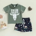 thumbnail image 1 of Esaierr Toddler Baby Boy Summer 2-Piece Set Clothes Cow Print Short Sleeve Round Neck T-Shirt Top Elastic Waist Shorts Clothes Set for 6M-2T, 1 of 3