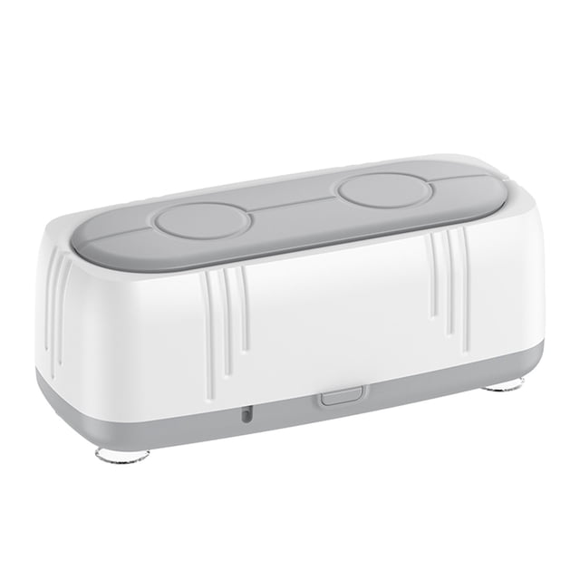 Limpiador de Joyería Portátil,Máquina de Limpieza Doméstica para Gafas de Anillo Relojes Dentura,Limpiador Ultrasónico de Plástico Blanco de 19.8x9.8x6.5cm,Fácil de Usar