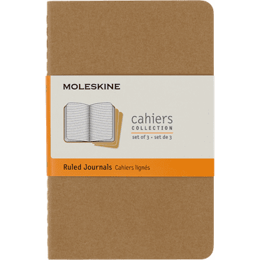 Moleskine Cahier Journals (Set of 3), Pocket (3.5" x 5.5"), Ruled, Kraft Brown