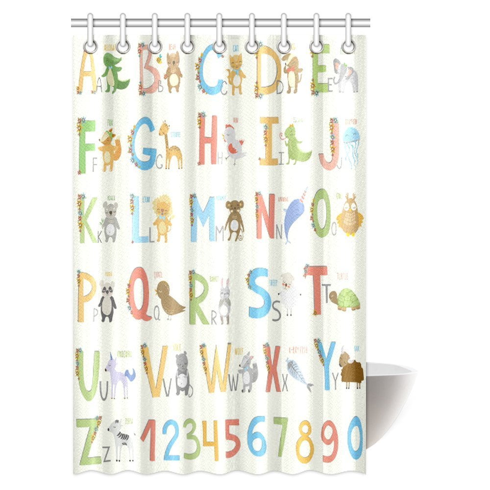 Pop Cute Zoo For Girls Boys Kids Baby Educational Shower Curtain