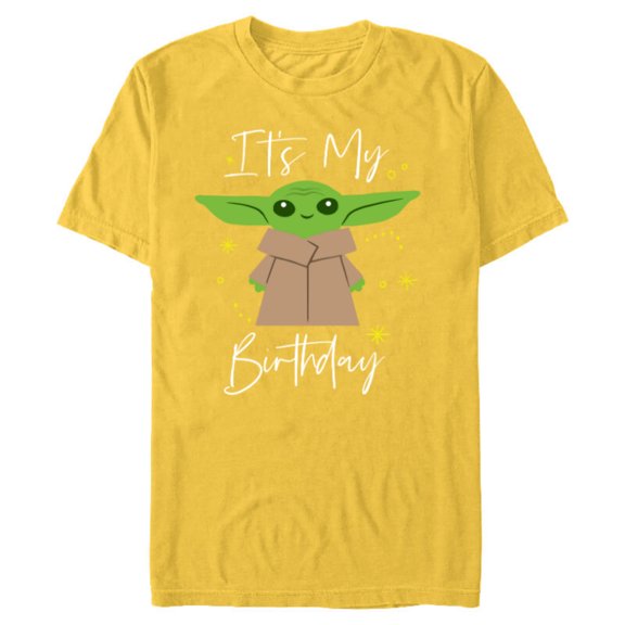 Star Wars The Mandalorian The Child It's My Birthday - Short Sleeve Blended T-Shirt for Adults - Customized-Yellow
