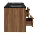 thumbnail image 4 of Wall Mount Double Sink Vanity Cabinet, Walnut Black, Wood, Mid Century Hotel Bedroom Bathroom, Modern Contemporary HB34083, 4 of 11