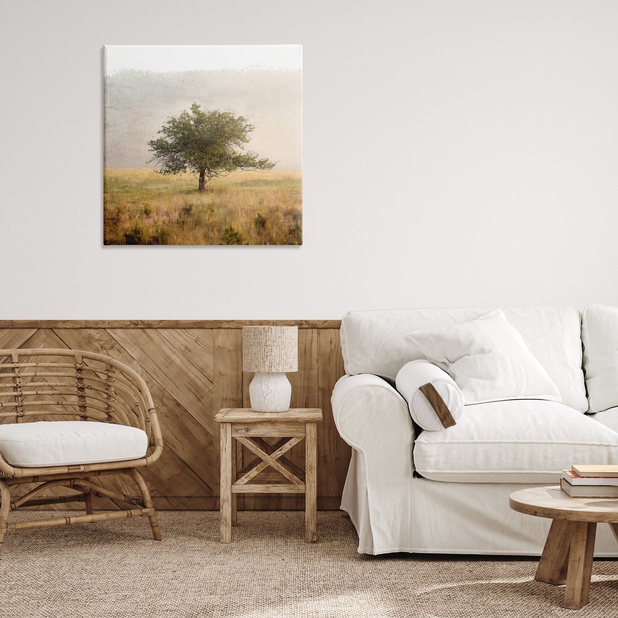 Stupell Industries Tree Alone in Golden Field Canvas Wall Art, design by Anne Bailey