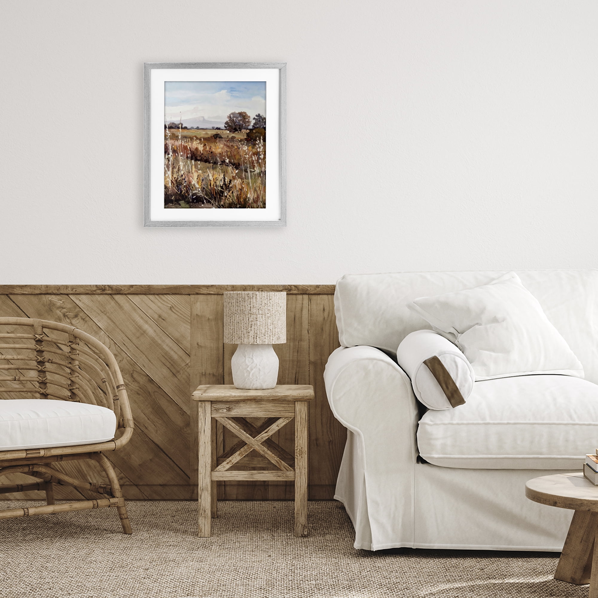 Stupell Industries Peaceful Meadow Expression Gray Framed Print Under Glass, design by Alonza Saunders