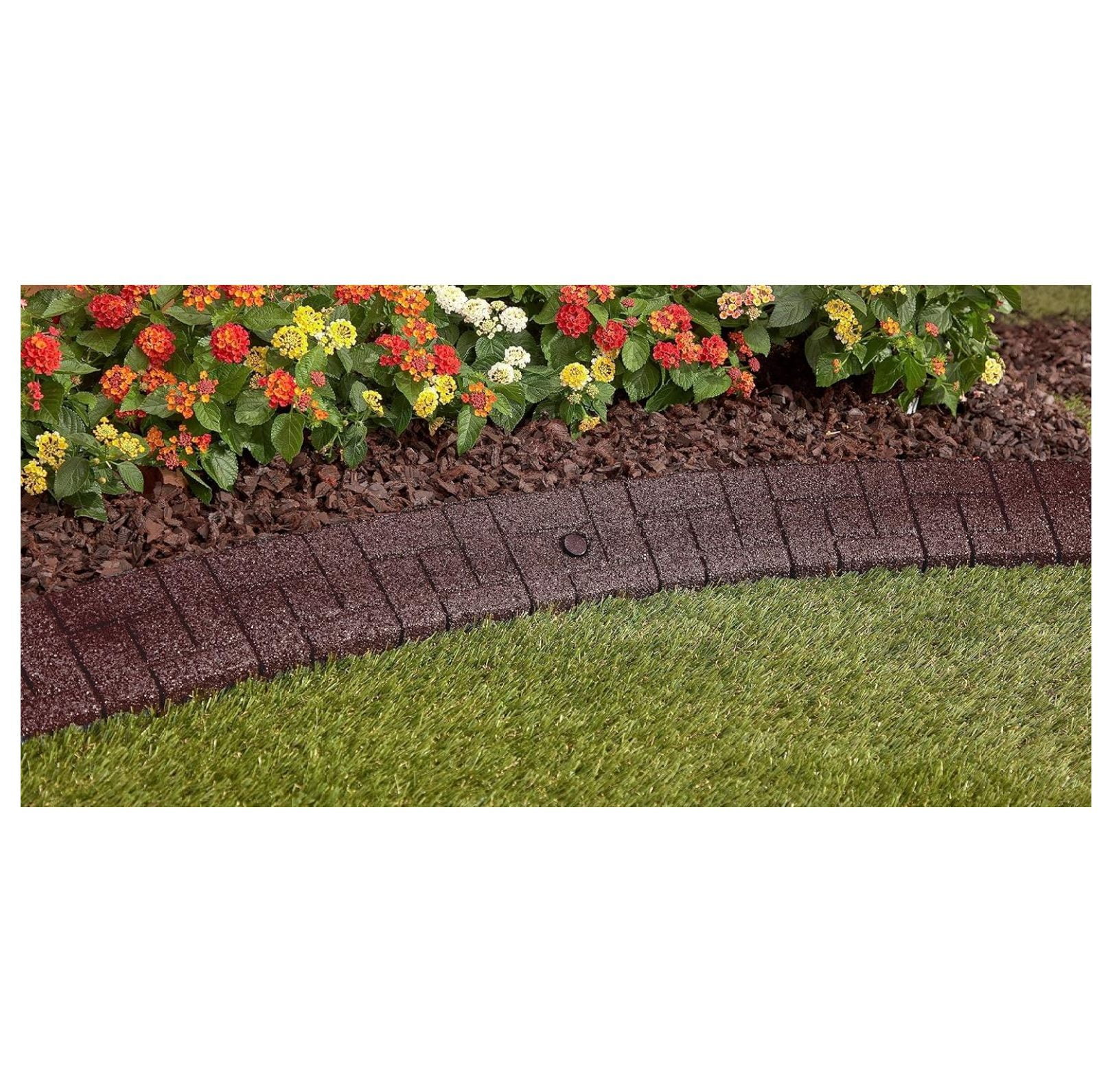 Premium Rubber Angled Terracotta Landscape Edging - 4 ft. Long, 3.5 in. High 4 in. Deep - 4 Pack (Brown)
