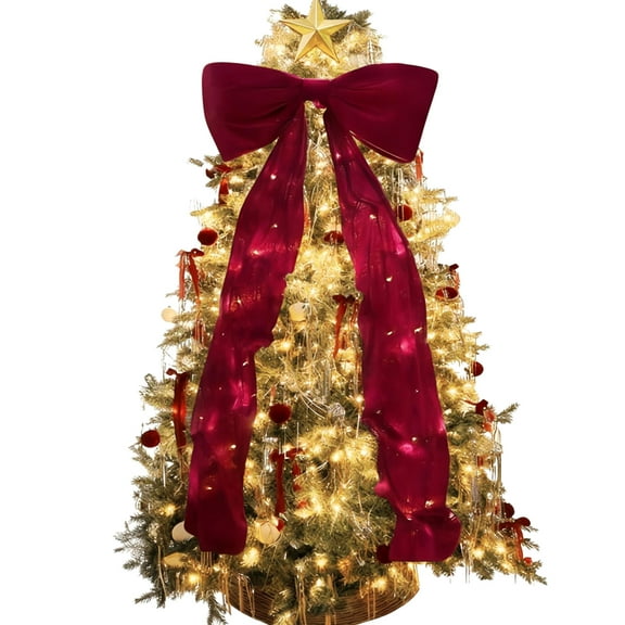 6 Ft Big Christmas Bows for Christmas Tree ,Indoor Christmas Decorations Home Room Party Hanging Decor