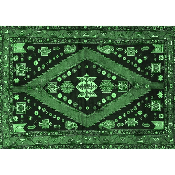 Ahgly Company Indoor Rectangle Persian Emerald Green Traditional Area Rugs, 5' x 8'