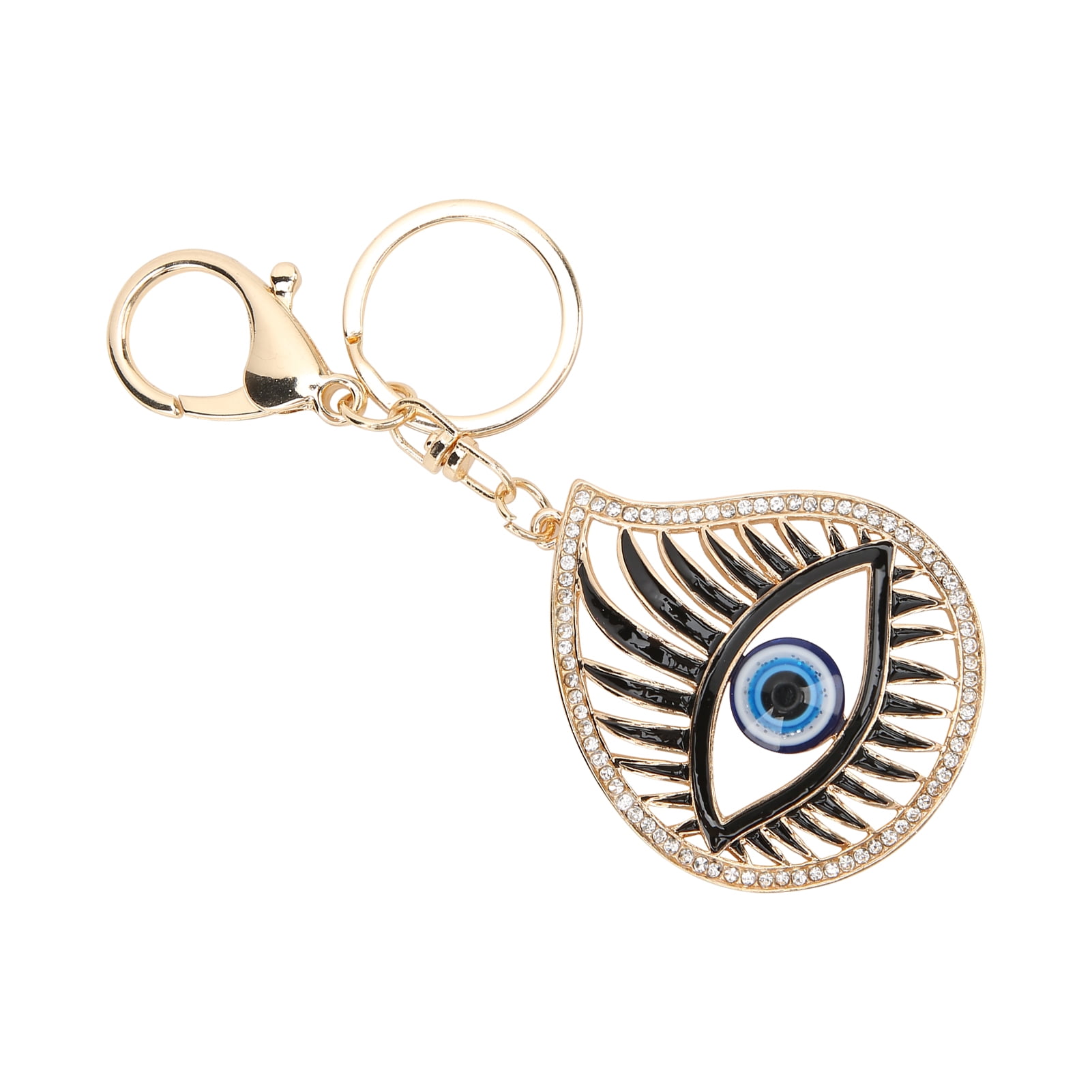 Fashion Blue Eye Eyelash Charm Pendant Crystal Purse HandBag Key Ring Chain Gift 
