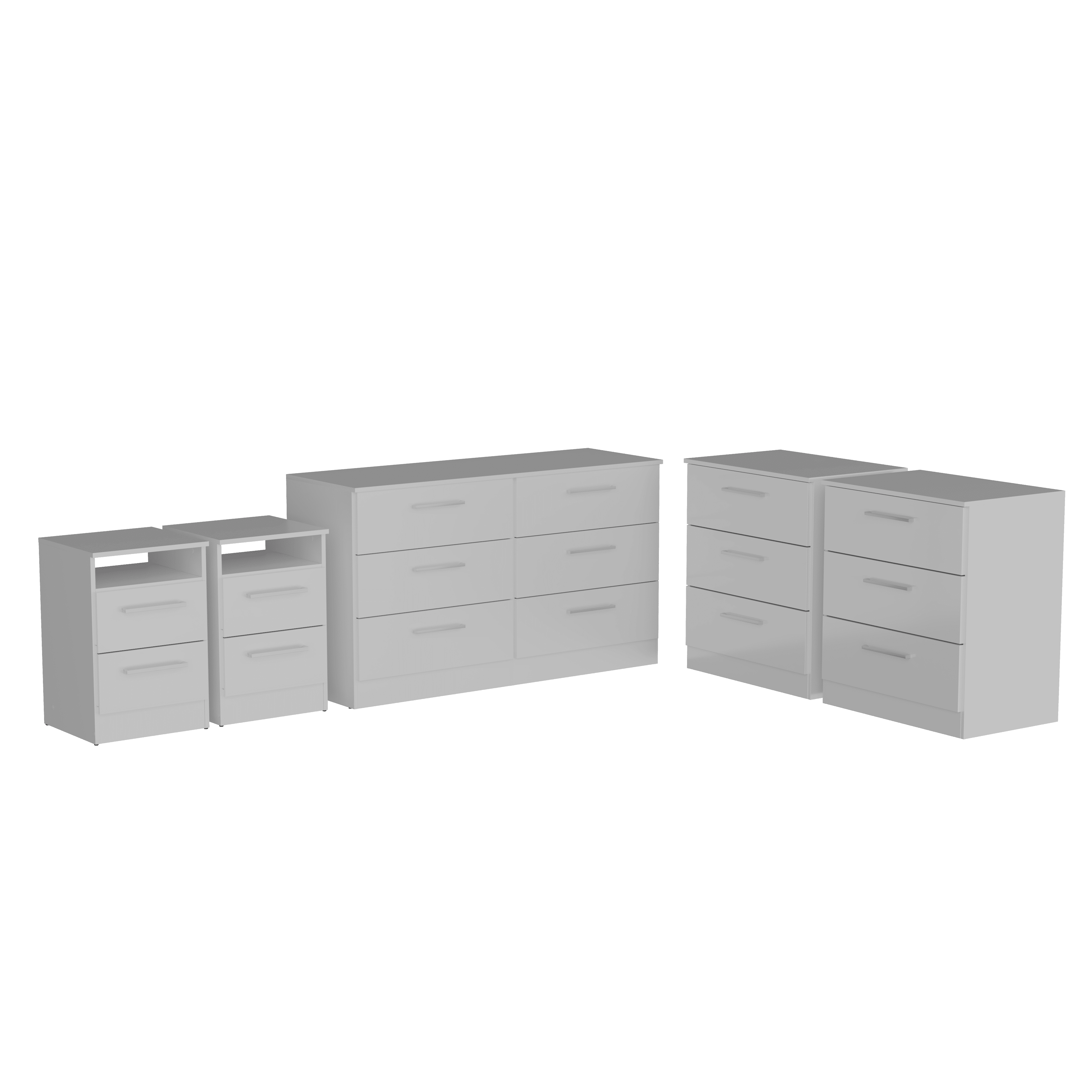 Kappesberg Cambridge White 5-Piece Bedroom Set, Dresser, Nightstands & Chests for Adults and Teens