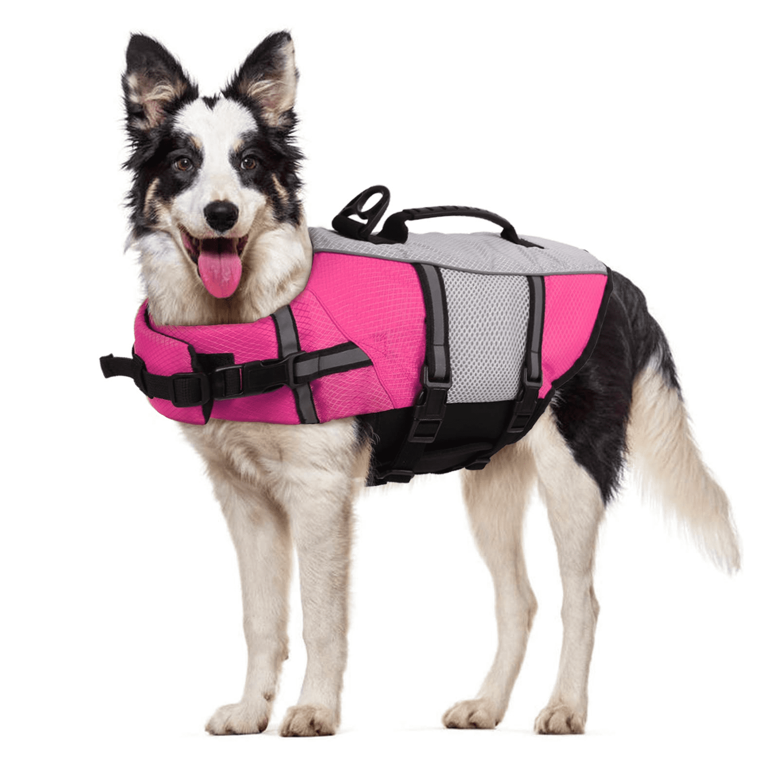 Dog Life Jacket,Pet Floatation Life Vest,Adjustable Dog Lifejacket,rosered,S 
