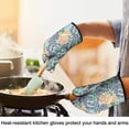 thumbnail image 4 of Cute Oven Mitts,Pioneer Flower Floral Print Pattern Oven Mitt 2-Pack Set,Kitchen Gloves for Oven,Heat Resistant Oven Mitts 7.7"x12", 4 of 7
