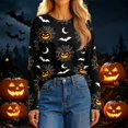 thumbnail image 5 of IYYVV Halloween Shirts for Women Long Sleeve Crewneck Casual Dressy Tops Funny Ghost Pumpkin Graphic Fall Fashion Top Deep Red M, 5 of 7