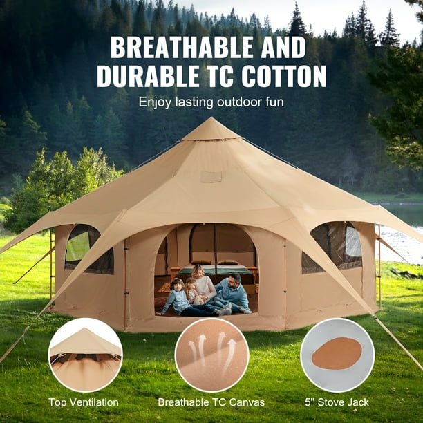 KFFKFF Fabric Shelter, Year-Round 16.4 ft Dome Tent, Outdoor