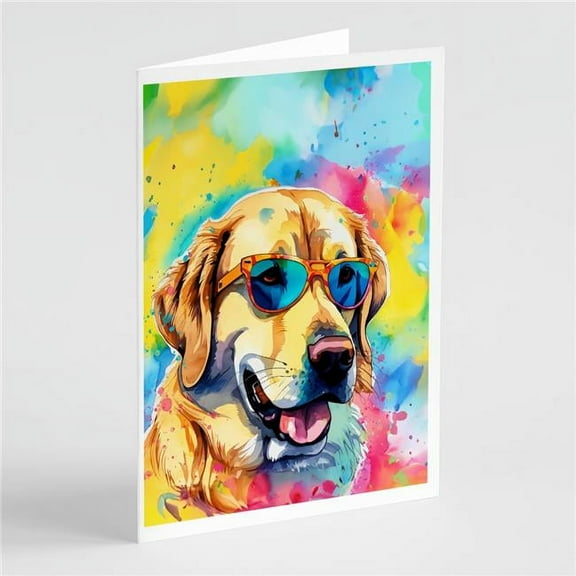 Yellow Labrador Hippie Dawg Greeting Cards Pack of 8 7 in x 5 in