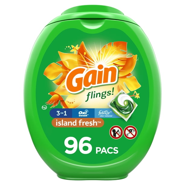 Gain Flings Island Fresh, Laundry Detergent Pacs, 96 Ct