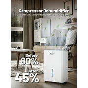 DuraComfort 24 Pint Dehumidifier with Drain Hose, 24H Timer, Portable Dehumidifier for Basement and Home up to 1500 Sq.Ft, White
