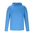 thumbnail image 6 of Fanxing Men's Sun Protection Hoodie with thumbholes UPF 50+ UV Long Sleeve Shirt Men Rash Guard Performance Fishing Hiking Shirt Light Blue,M, 6 of 7