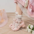 thumbnail image 5 of SACFOF Women's Kawaii Shoes Cross Strap Pumps Cute Ankle Strap Mary Jane Shoes Wedding Lace Mid Chunky Heel Pumps, 5 of 6