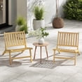 thumbnail image 6 of Gymax 2PCS Teak Wood Outdoor Reclining Chair Natural Mid Century Accent Chair w/ Backrest, 6 of 8