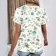 thumbnail image 2 of Tops Florales para Mujeres de Moda Casual V-Cuello Plisado Blusa de Manga Corta para Diario Y Fiesta, 2 of 6