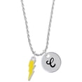 thumbnail image 1 of Delight Jewelry Silvertone Yellow Lightning Bolt Silvertone Script Initial Disc - C - Charm Necklace, 20"+3", 1 of 4