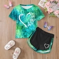 thumbnail image 2 of Back To School Outfits for Girls Girl's Summer Cute T-Shirt and Shorts Set with Side Pockets, 2 of 5