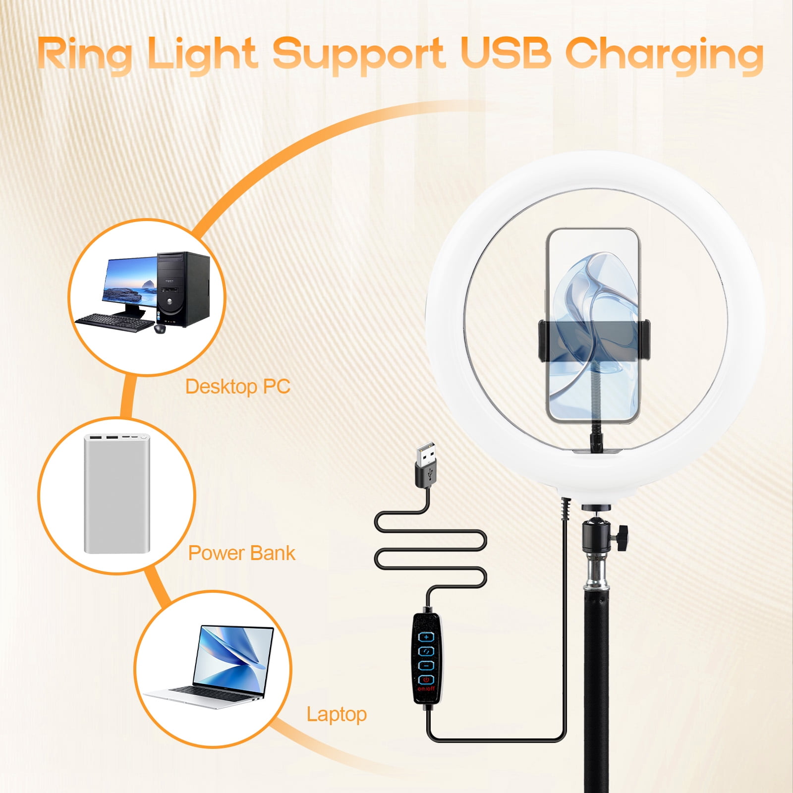 UEGOGO 10" Ring Light with Phone Holder and 43" Adjustable Tripod Stand, LED Selfie Ringlight for Makeup, Video, Live Streaming
