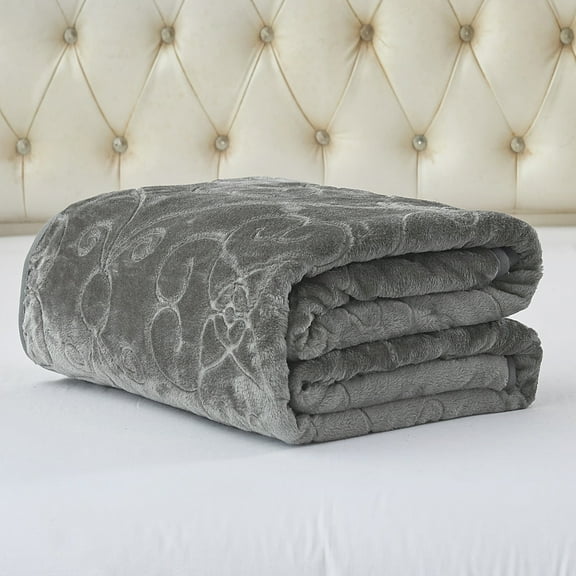 Flannel Bed Blanket,Soft Embossed Plush Fleece Blanket, Queen 75" x 91",3.3lb