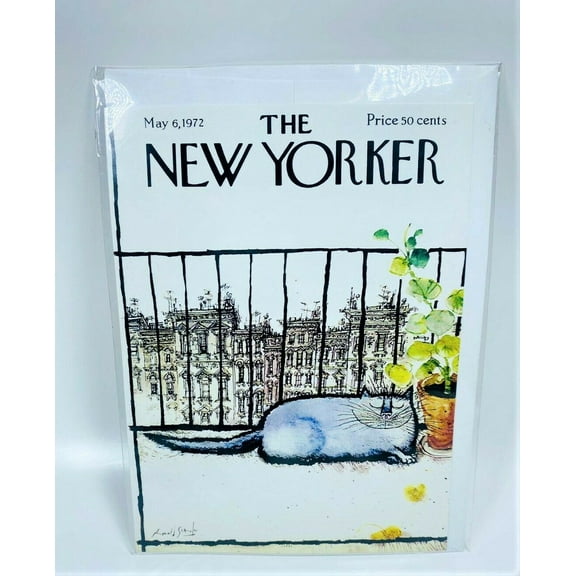 LOT OF 10 The New Yorker - May 6,1972 Greeting Card - Cat Sleeping on Balcony