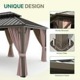 thumbnail image 5 of INTER HUT 12x20 FT Outdoor Hardtop Gazebo with Nettings and Curtains, Aluminum Frame Galvanized Double Roof Pavilion Gazebo, Brown Frame, 5 of 6