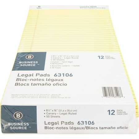 Business Source, BSN63106, Micro - Perforated Legal Ruled Pads - Legal, 12 / Dozen