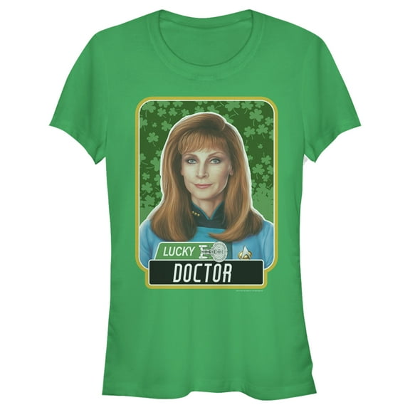 Junior's Star Trek: The Next Generation St. Patrick's Day Lucky Doctor Beverly Crusher  Graphic Tee Kelly Green Large