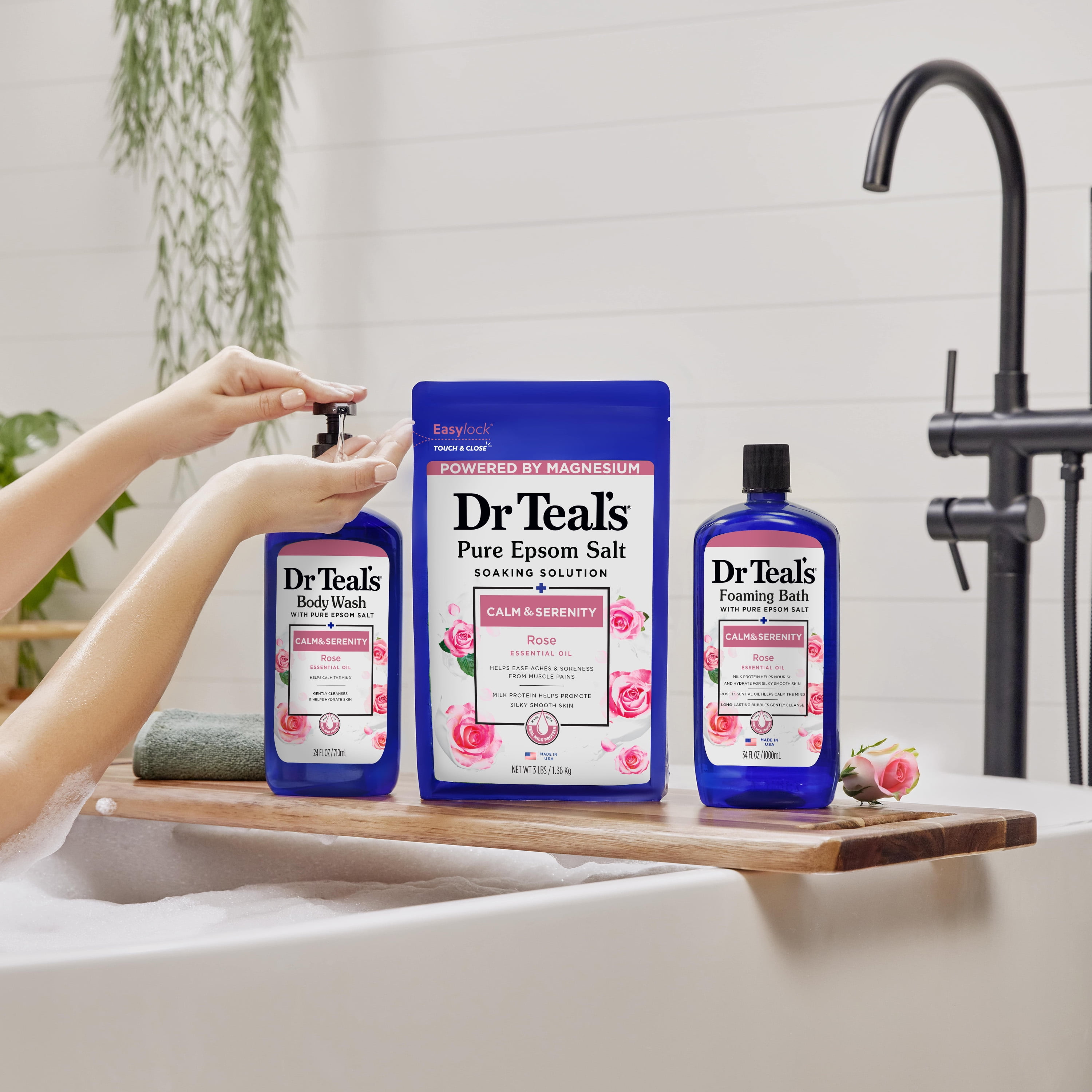 Dr Teal’s Body Wash with Pure Epsom Salt, Rose & Milk, 24 oz